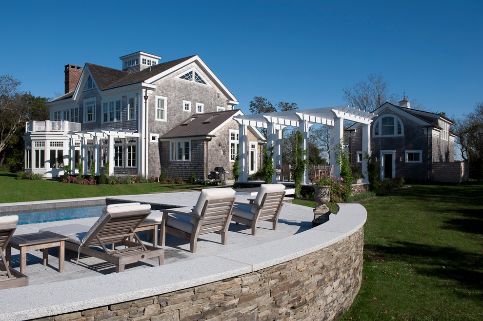 Above Ground Pool Ideas Landscape Traditional with American Shingle Style Arched