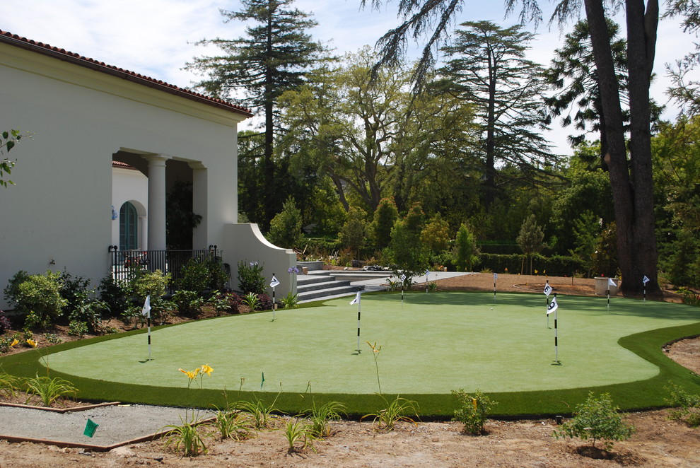 Above Ground Pools with Decks Landscape Traditional with Artificial Grass Artificial Putting
