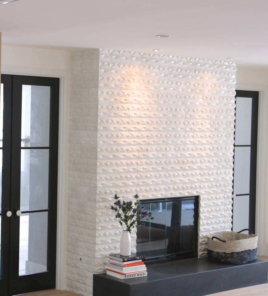 Absolute Black Granite Living Room Transitional with Black French Doors Brick