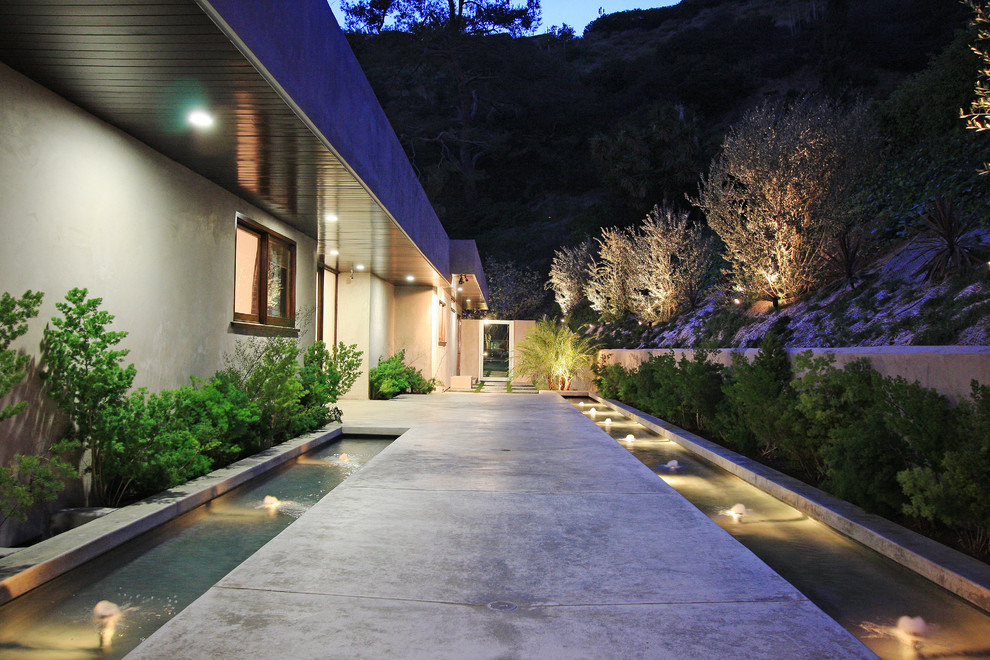 Acid Wash Concrete Exterior Modern with Ceiling Lighting Concrete Paving