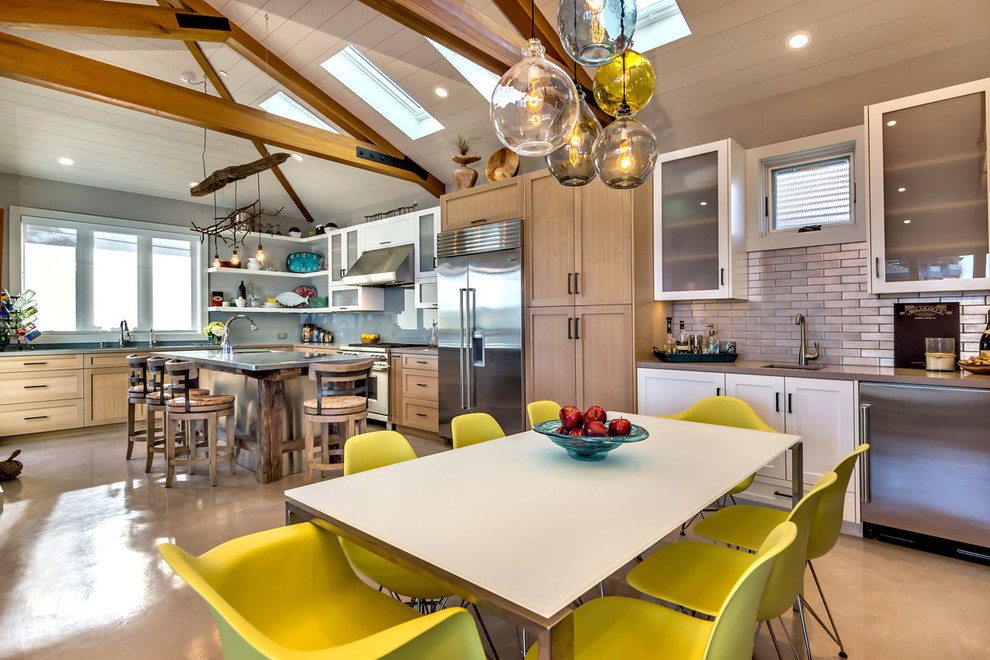 Acrylic Console Table Kitchen Contemporary with Caesarstone Countertop at Perimeter