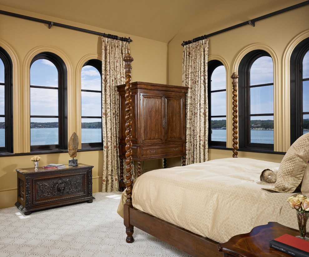 Arch Window Curtains Bedroom Mediterranean with Arched Window Bed Carpet