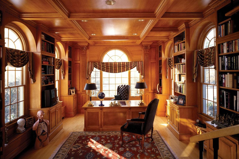 Arch Window Treatments Home Office Traditional with Area Rug Bookcase Bookshelves