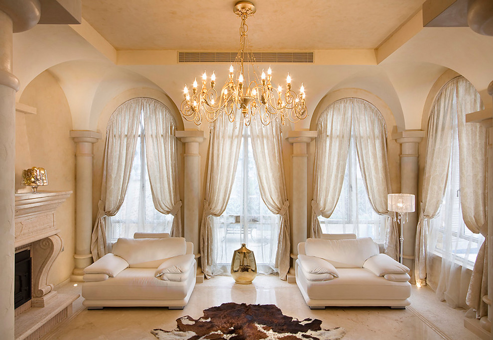 Arch Window Treatments Living Room Mediterranean with Animal Skin Archway Chaise