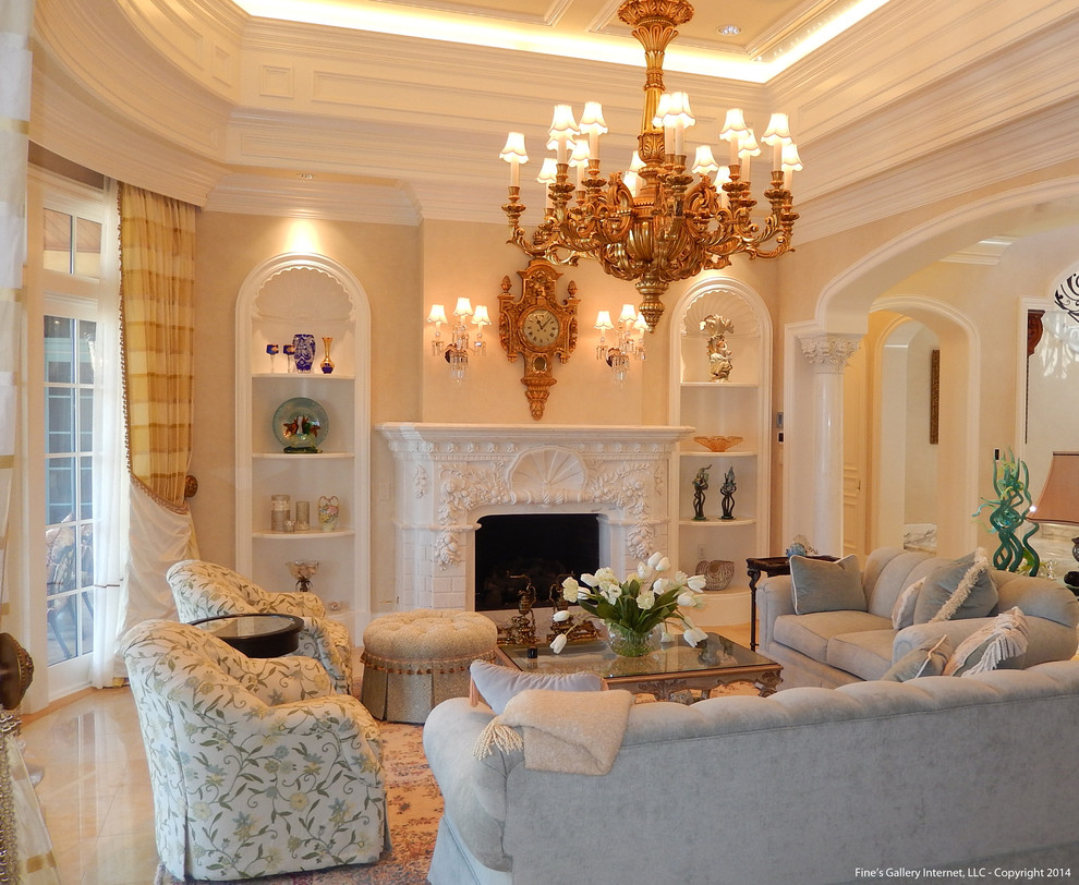 Arch Window Treatments Living Room Mediterranean with Carved Mantel Carved Marble