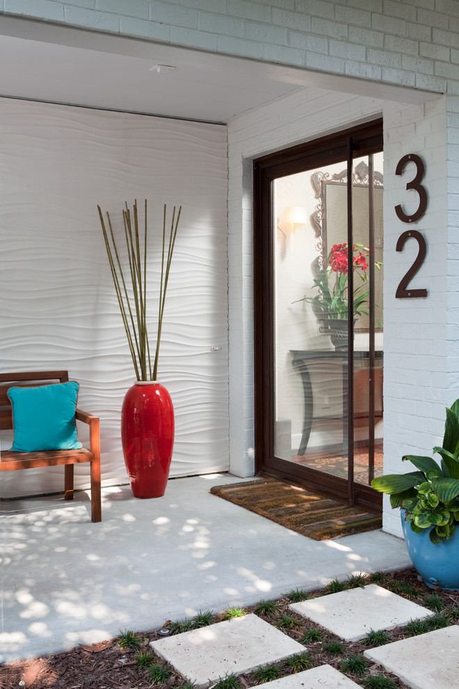 Art Deco House Numbers Entry Contemporary with Address Numbers Blue Pot
