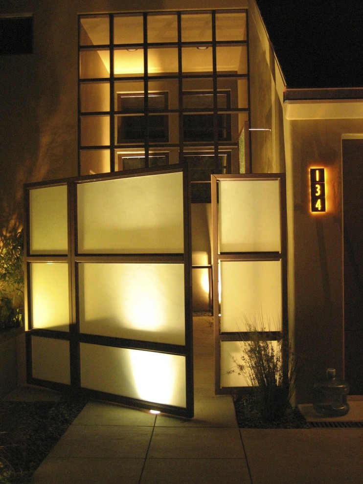 Art Deco House Numbers Landscape Contemporary with Concrete Courtyard Entry Fiberoptic