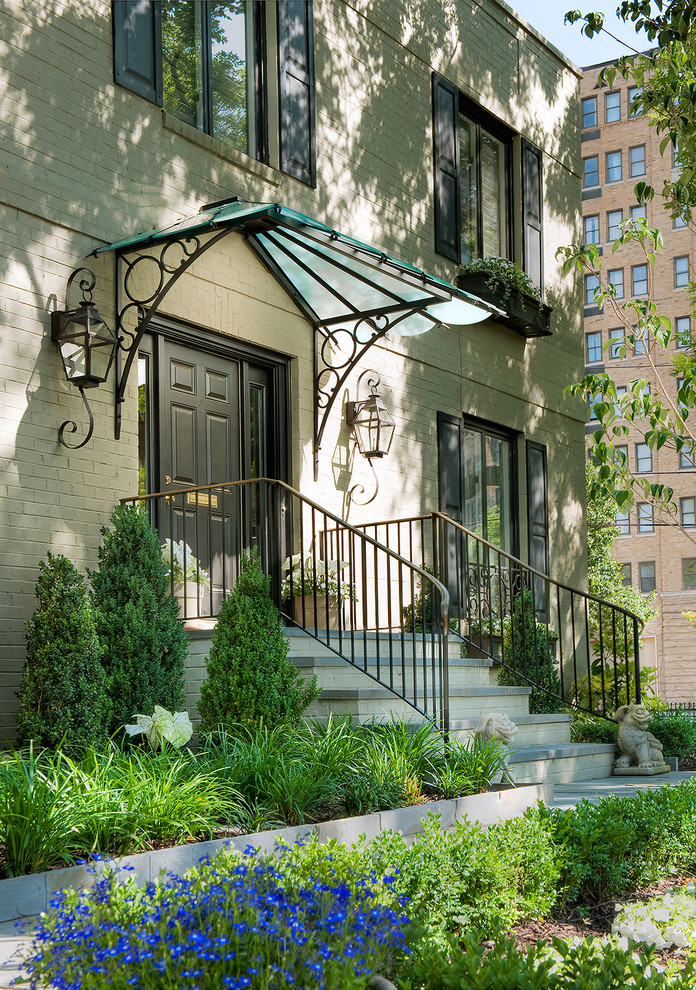 Art Nouveau Furniture Exterior Traditional with Blue Flowers Entry Evergreen