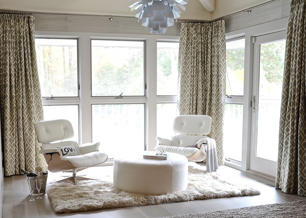 Artichoke Light Fixture Bedroom Contemporary with Accent Pillows Airy Space