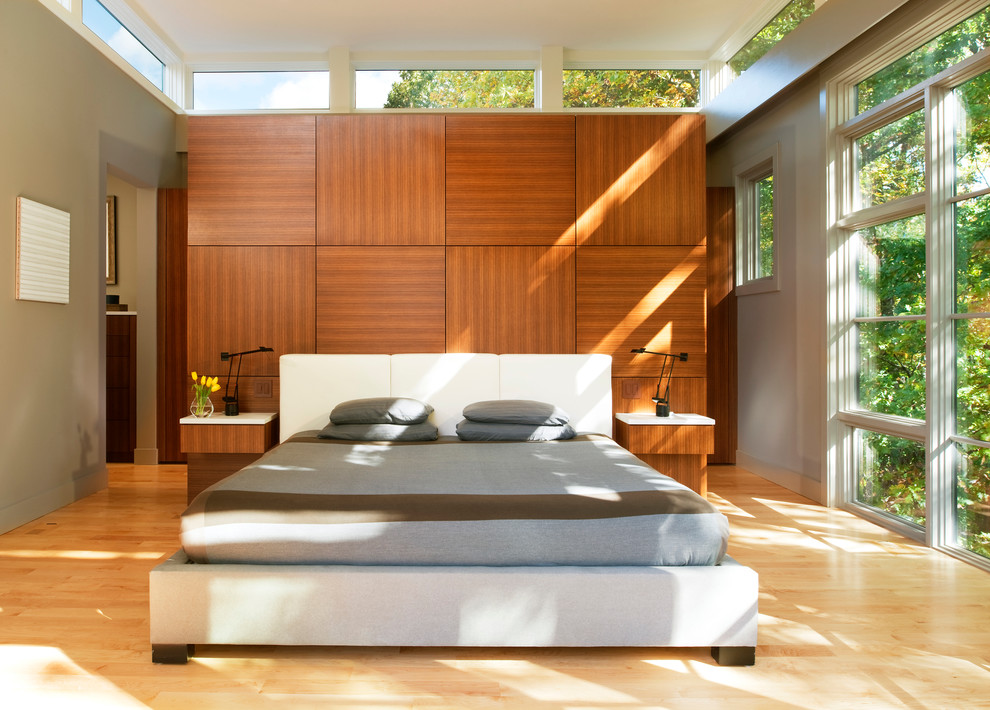 Asian Platform Beds Bedroom Contemporary with Accent Wall Built in Nighstand