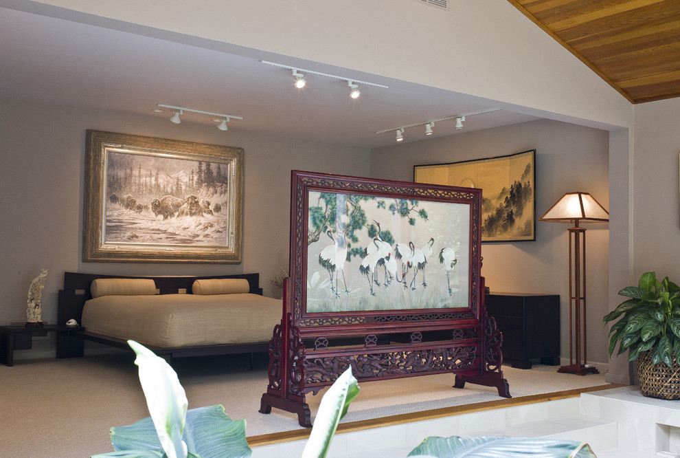 Asian Platform Beds Bedroom Eclectic with None 