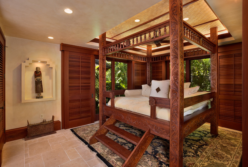 Asian Style Bed Frame Bedroom Tropical with Bali Style Bed Posts