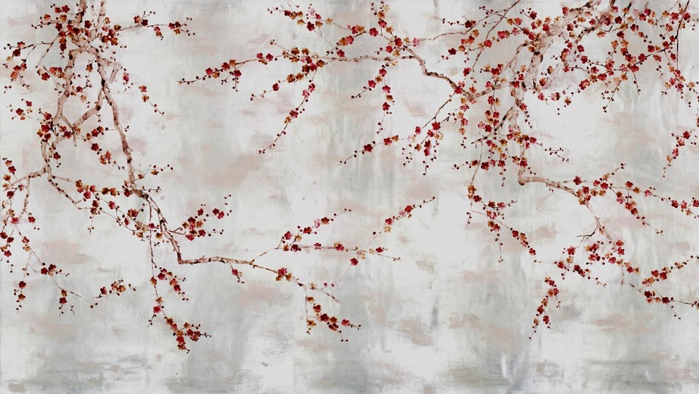 Asian Themed Bedroom Spaces with Chinoiserie Hand Painted Wallpaper