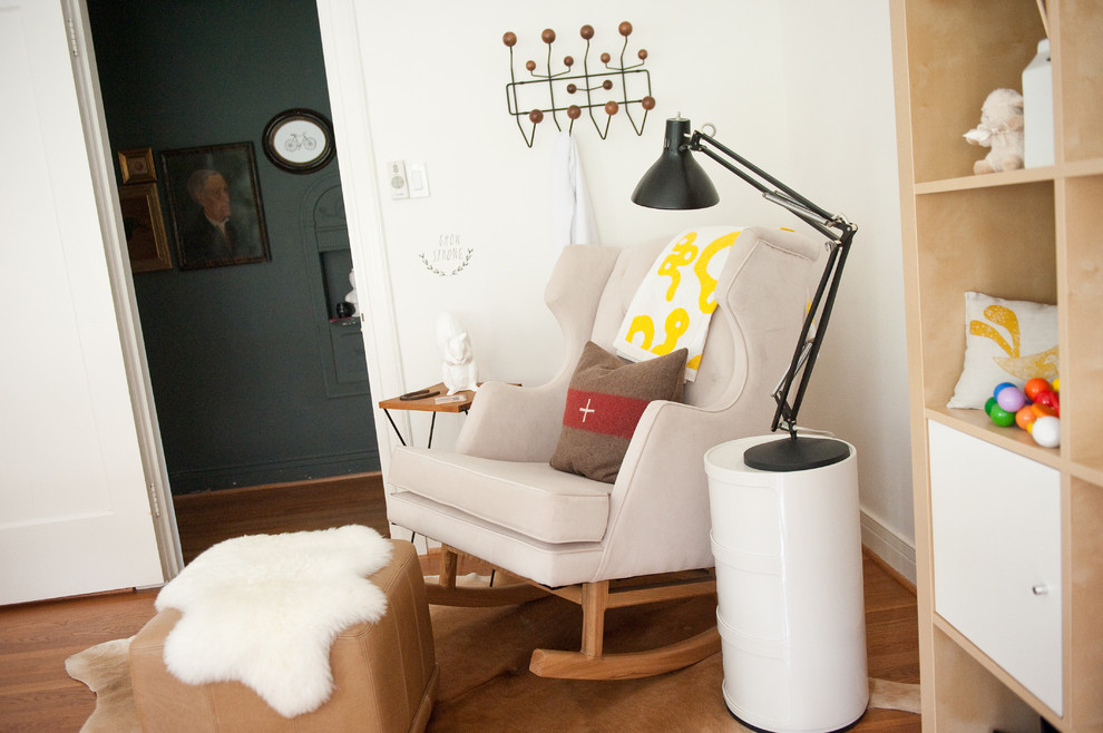 Baby Rocking Chair Kids Modern with Black Vintage Drafting Lamp