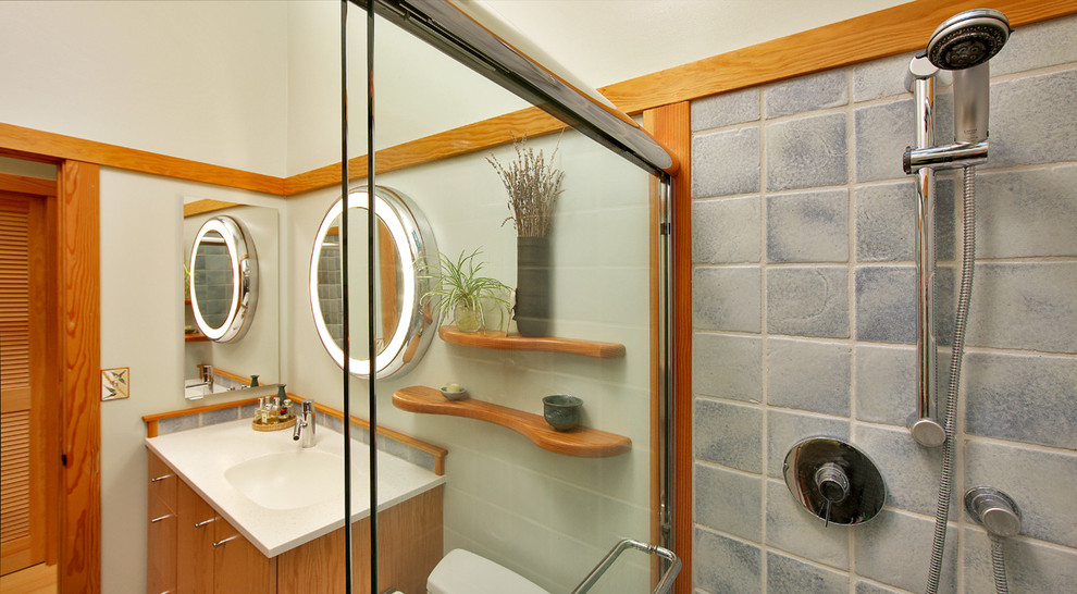 Backlit Bathroom Mirror Bathroom Contemporary with Ambient Light Fixture Backlit