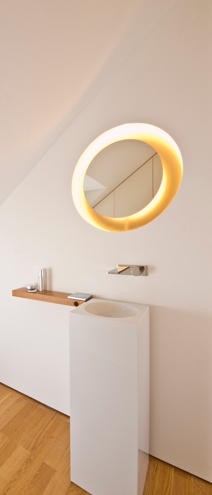 backlit bathroom mirror Bathroom Modern with back-lit mirror backlit bathroom