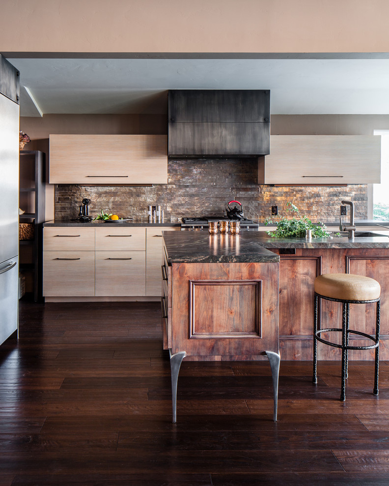 Backsplashes for Kitchen Kitchen Contemporary with Counter Stool Flat Panel