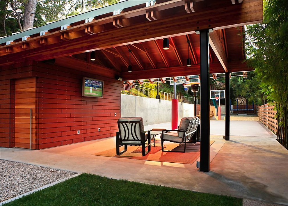 Backyard Basketball Court Patio Contemporary with Backyard Basketball Court Concrete
