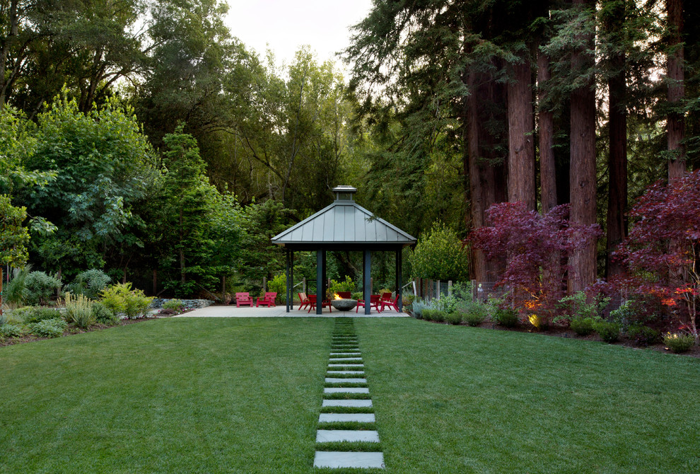 Backyard Covered Patios Landscape Transitional with Adirondack Chairs Back Yard