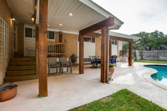 Backyard Deck Ideas Patio Traditional with Beams Covered Patio Deck2