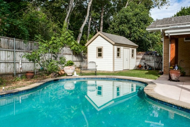 Backyard Deck Ideas Pool Traditional with Beams Covered Patio Deck