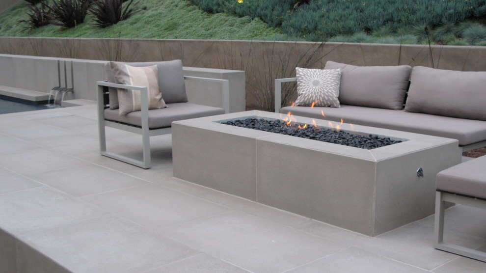 Backyard Designs with Fire Pits Landscape Contemporary with Cast Concrete Veneer Fire