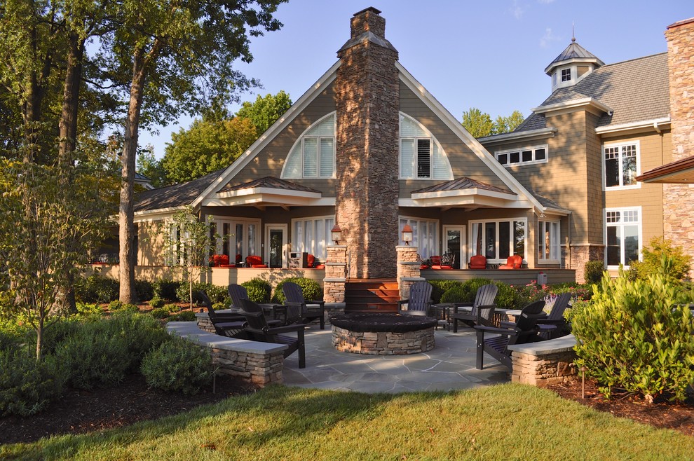 Backyard Fire Pits Patio Traditional with Arched Window Brick Chimney