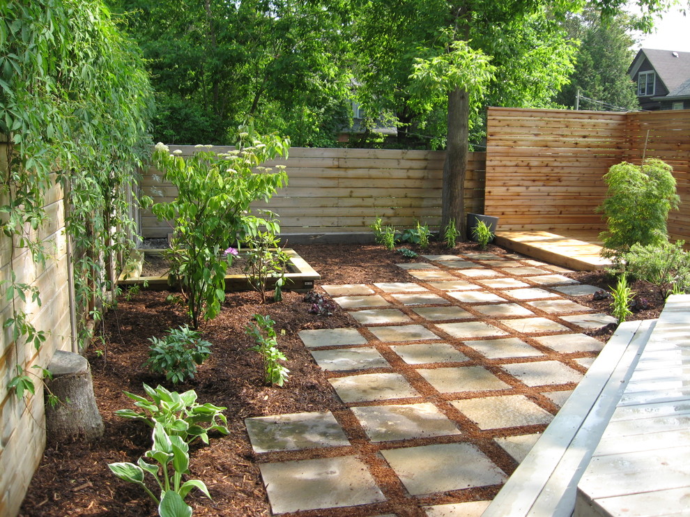 Backyard Paver Ideas Landscape Modern with Bark Mulch Japanese Maple