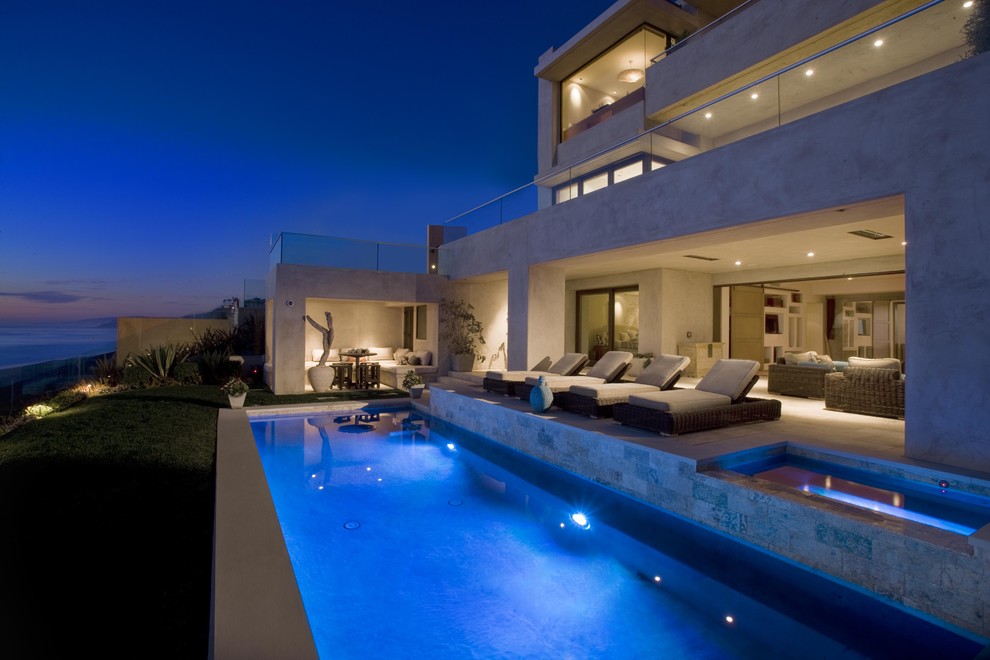 Backyard Pool Designs Pool Contemporary with Glass Railway Hot Tub