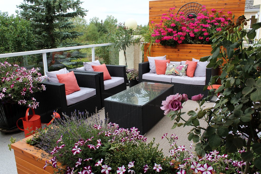 Balcony Privacy Screen Deck Contemporary with Balcony Cushions Flowers Glass