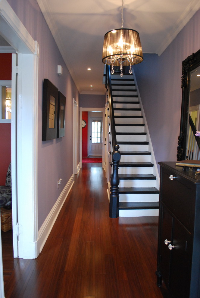 Bamboo Flooring Colors Staircase Eclectic with Banister Chandelier Credenza Crown