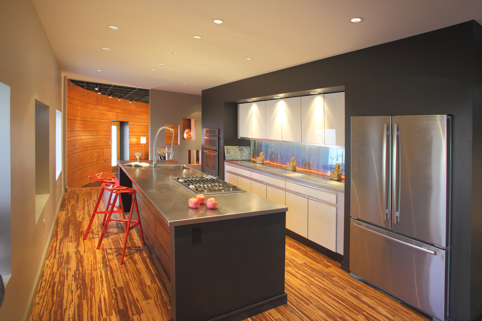 Bamboo Flooring Pictures Kitchen Contemporary with Breakfast Bar Ceiling Lighting