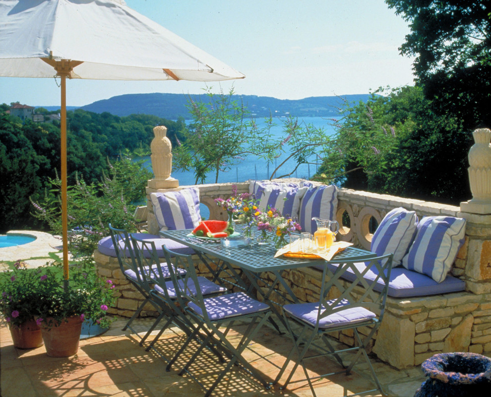 Banquette Dining Set Patio Mediterranean with Built in Seating Cafe