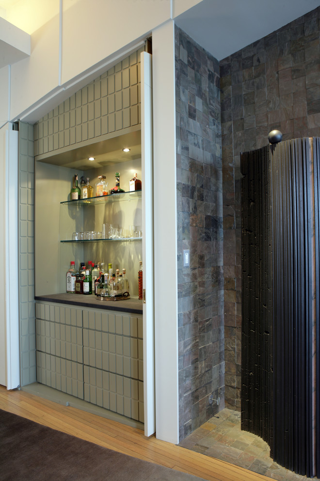Bar Glass Shelves Kitchen Contemporary with Art Carpet Runner Custom