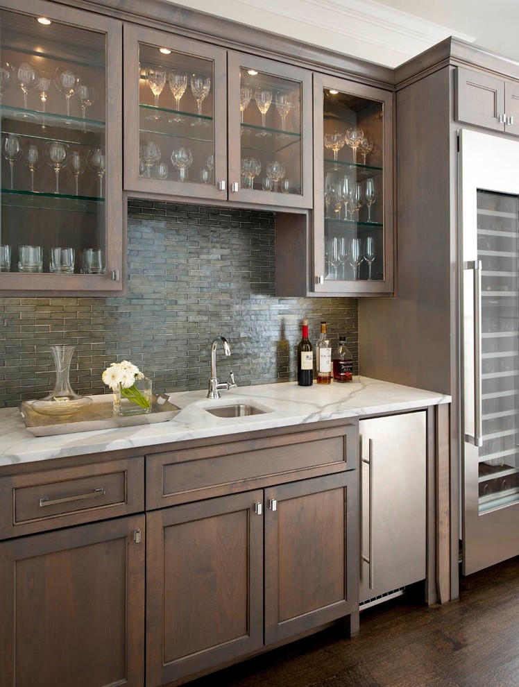 Bar Sink Cabinet Home Bar Traditional with Bar Glass Shelves Gray Stained