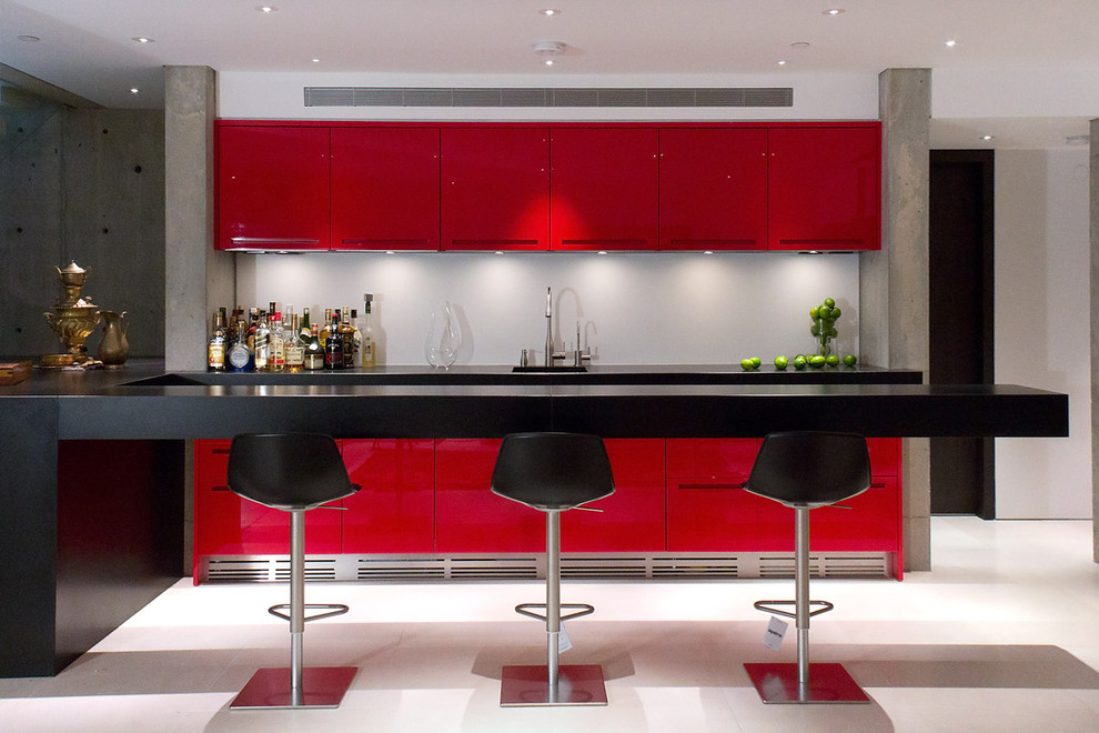 Bar Stools Modern Home Bar Contemporary with Black Counters Chrome Concrete
