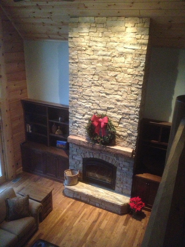 Barn Beam Mantels Family Room Traditional with Custom Log Home Early