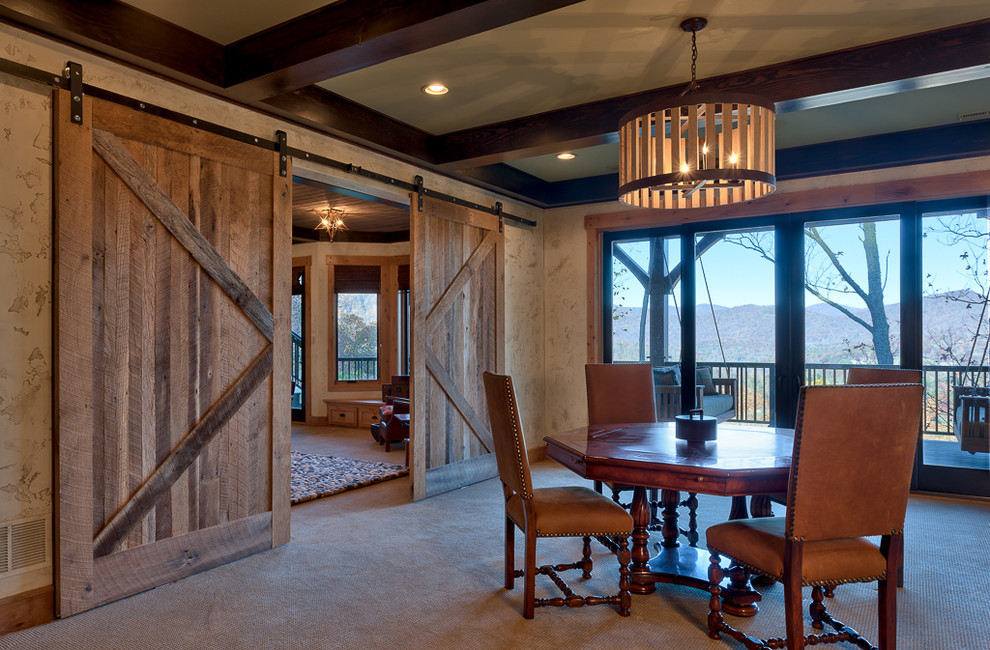 Barn Door Design Dining Room Rustic with None 