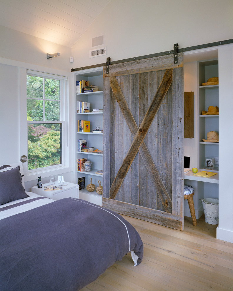 Barn Doors Sliding Bedroom Beach with Batten Door Blue Bedding