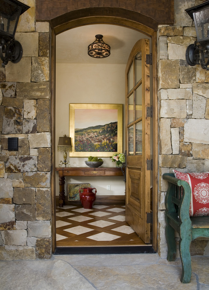 Basement Flooring Ideas Entry Rustic with Ceiling Lighting Curved Doorway1
