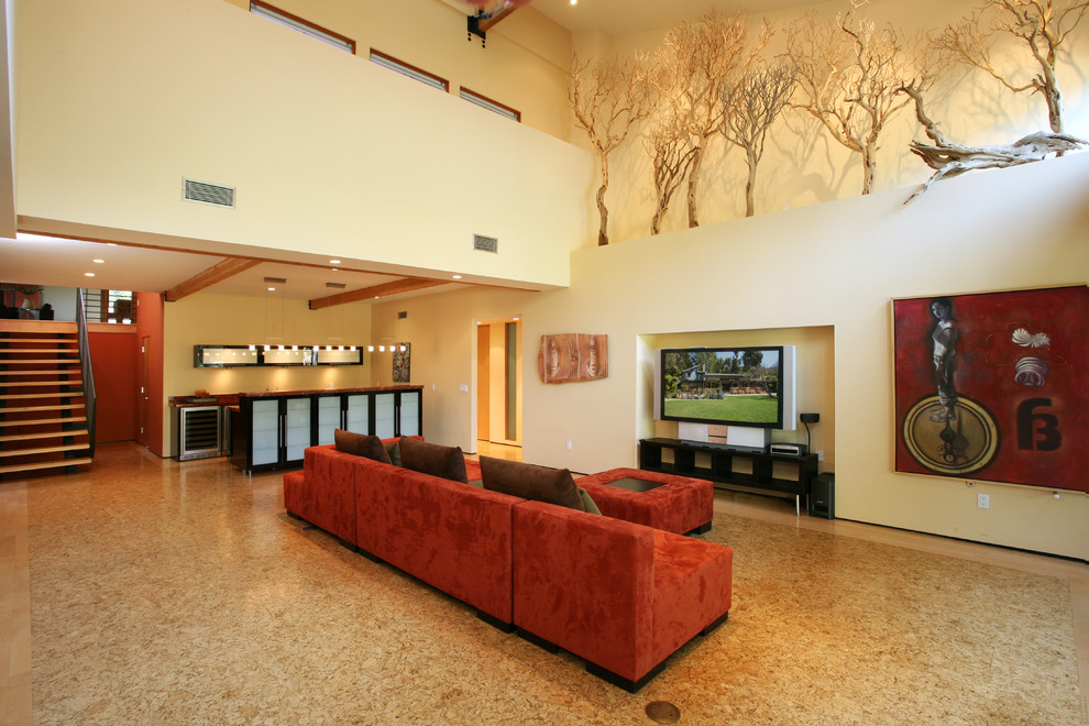 Basement Flooring Ideas Living Room Tropical with Bar Counter Decorative Pillows1
