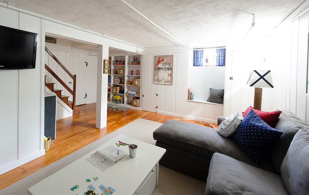 Basement Refinishing Ideas Basement Beach with Barometer Boat Built Ins Kids