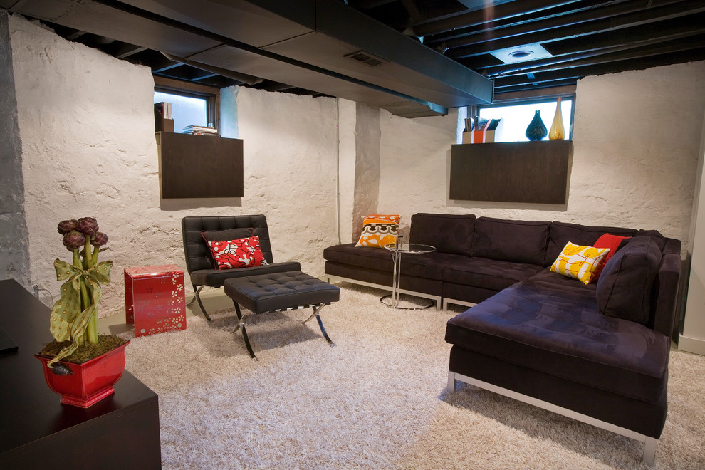 Basement Refinishing Ideas Basement Modern with Area Rug Bar Basement