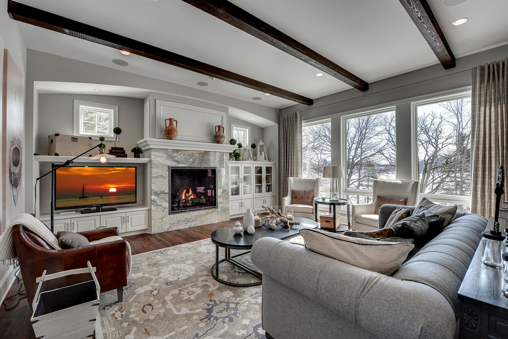 Basement Remodeling Ideas Photos Living Room Traditional with Arch Beams Built in Cabinets