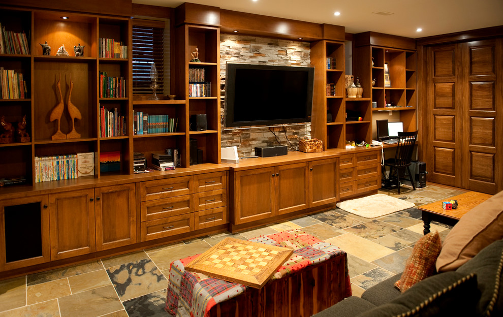 Basement Tile Floor Basement Traditional with Books Built in Bookcase Built In