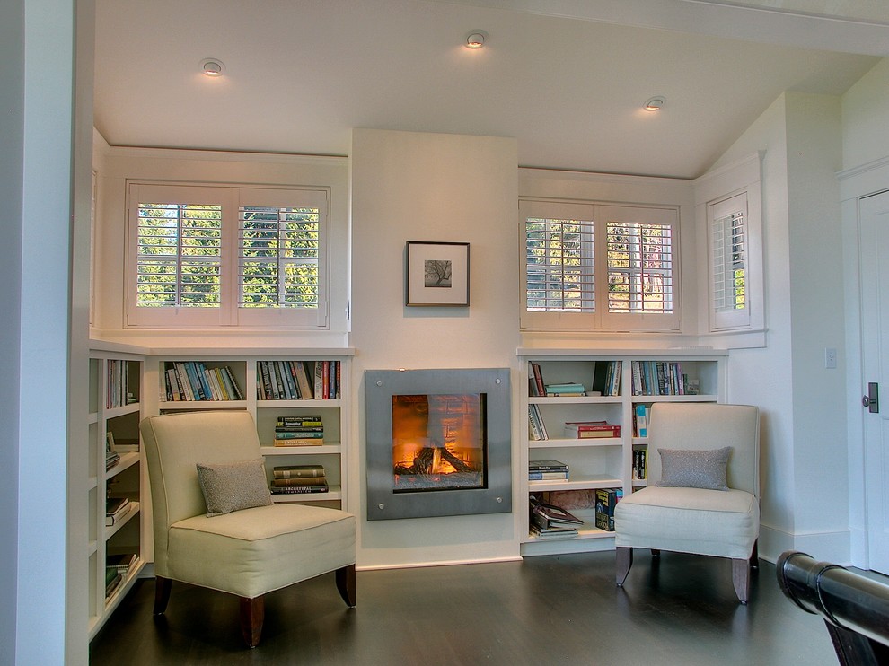 Basement Window Ideas Family Room Contemporary with Baseboards Bookcase Bookshelves Built