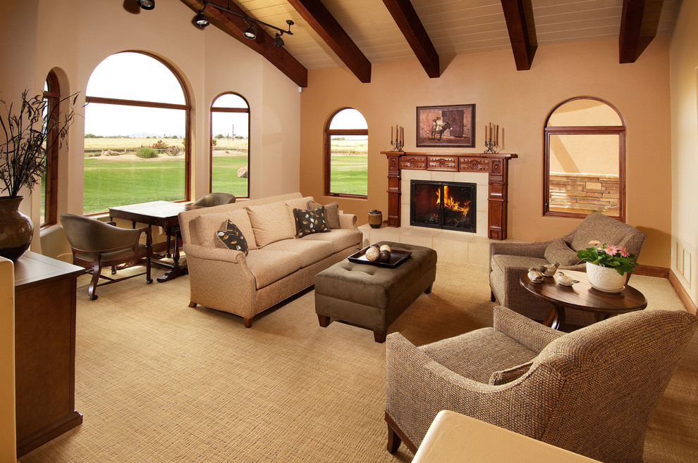 Basket Weave Carpet Living Room Traditional with Accent Wall Arched Window