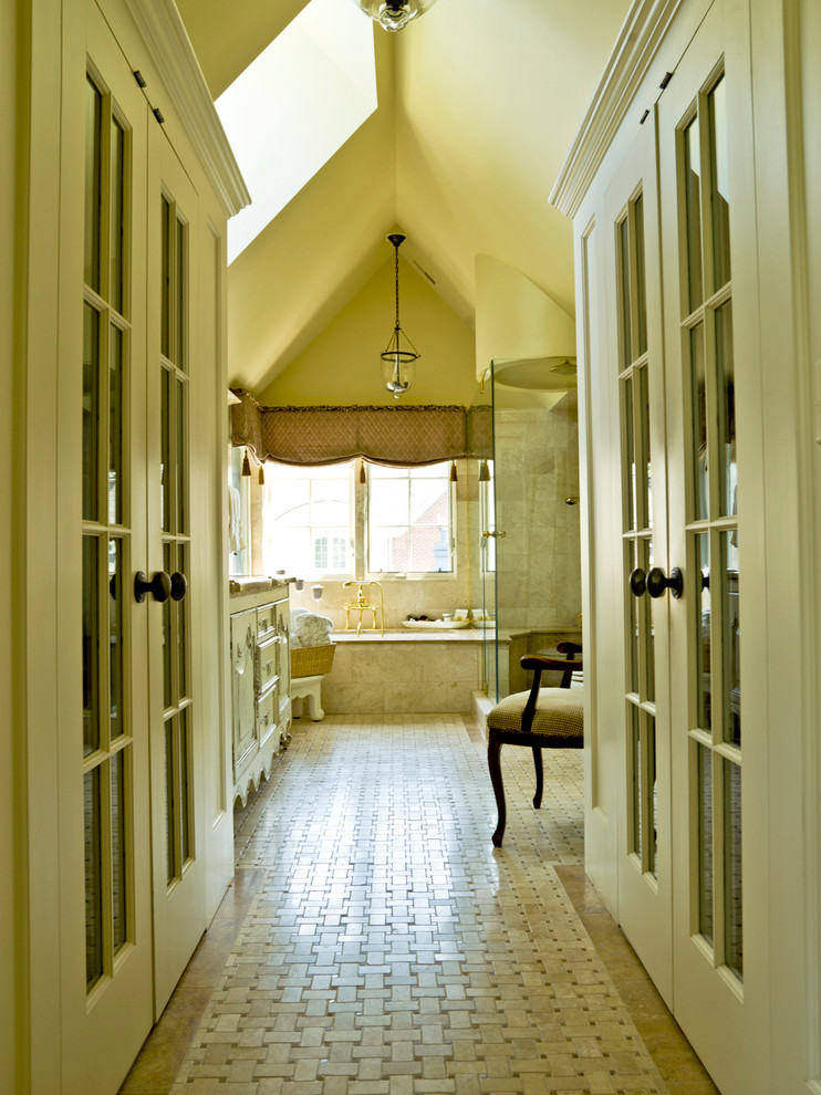 Basket Weave Floor Tile Bathroom Traditional with None 1