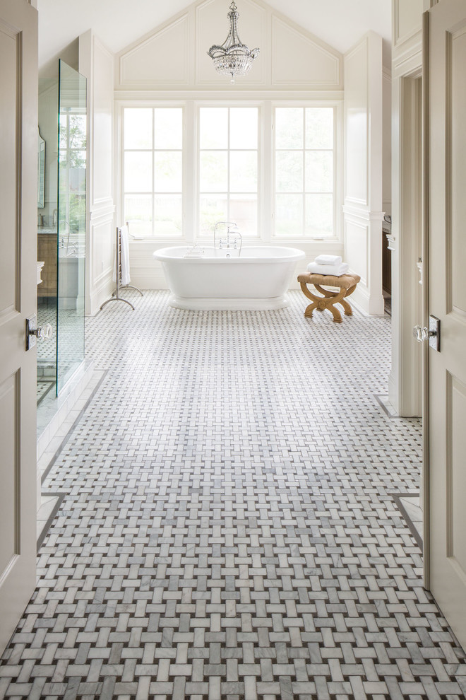 Basket Weave Tile Bathroom Traditional with Basket Weave Carrara Marble