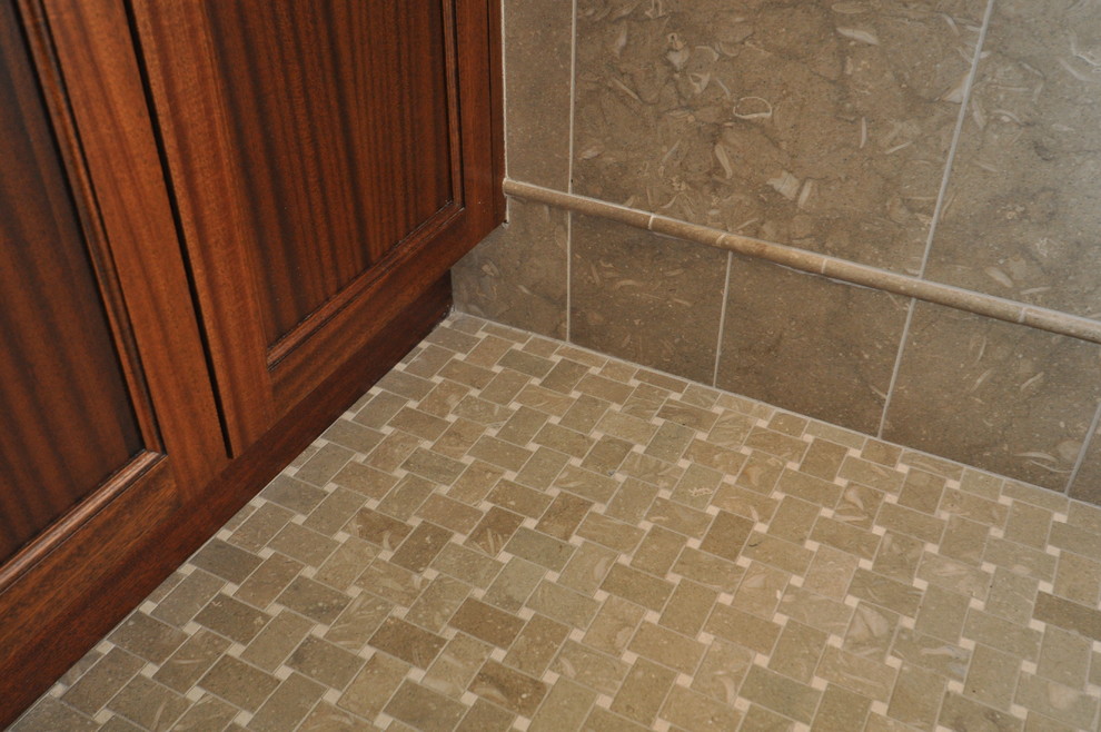 Basket Weave Tile Bathroom Traditional with None 